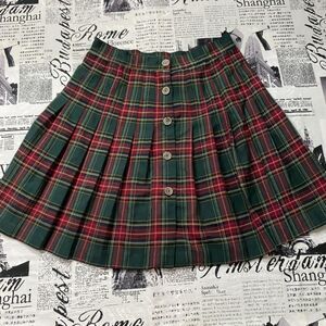 Star CCC Women's pleated plaid skirt vintage 90s christmas button up alt grunge